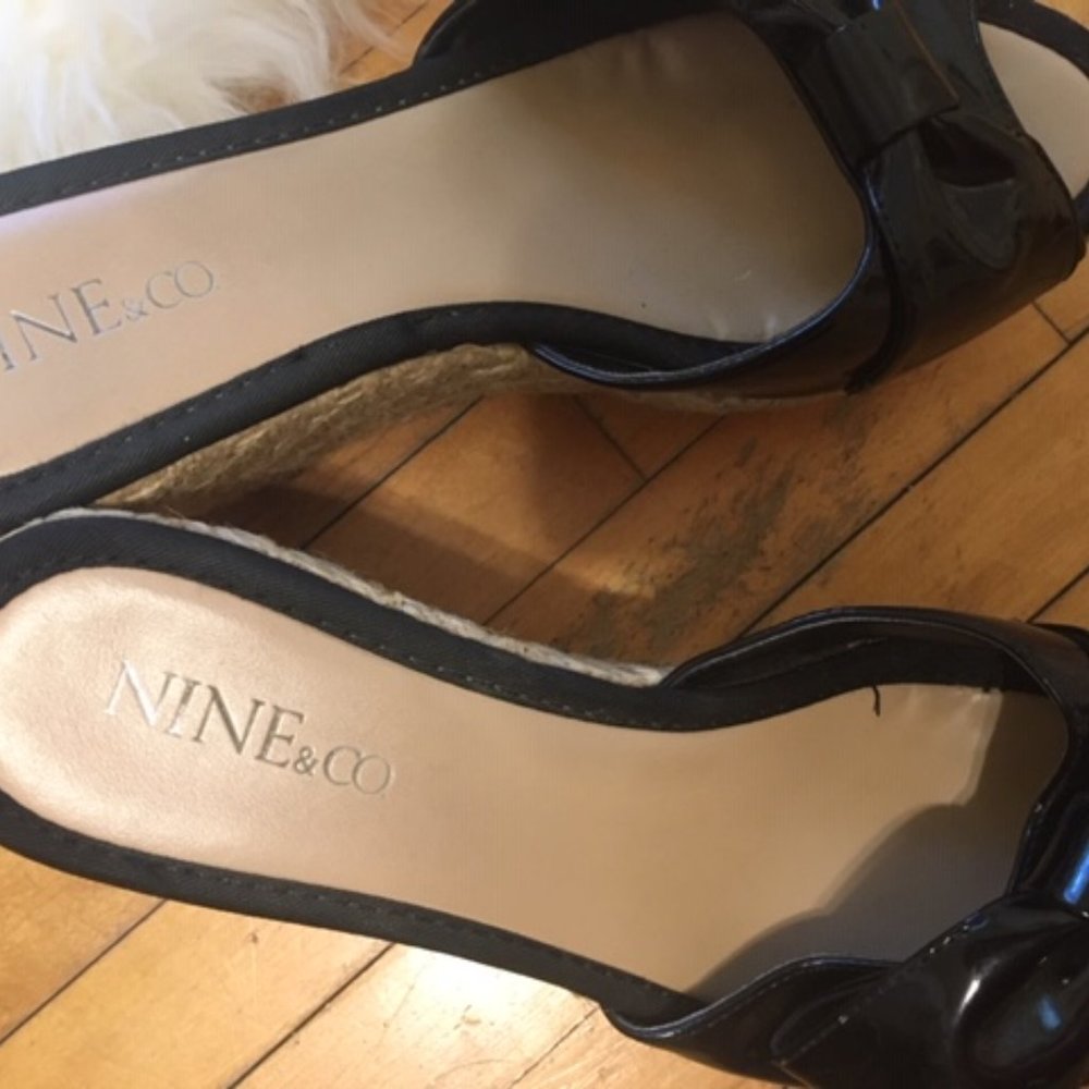 Black wedge sandals